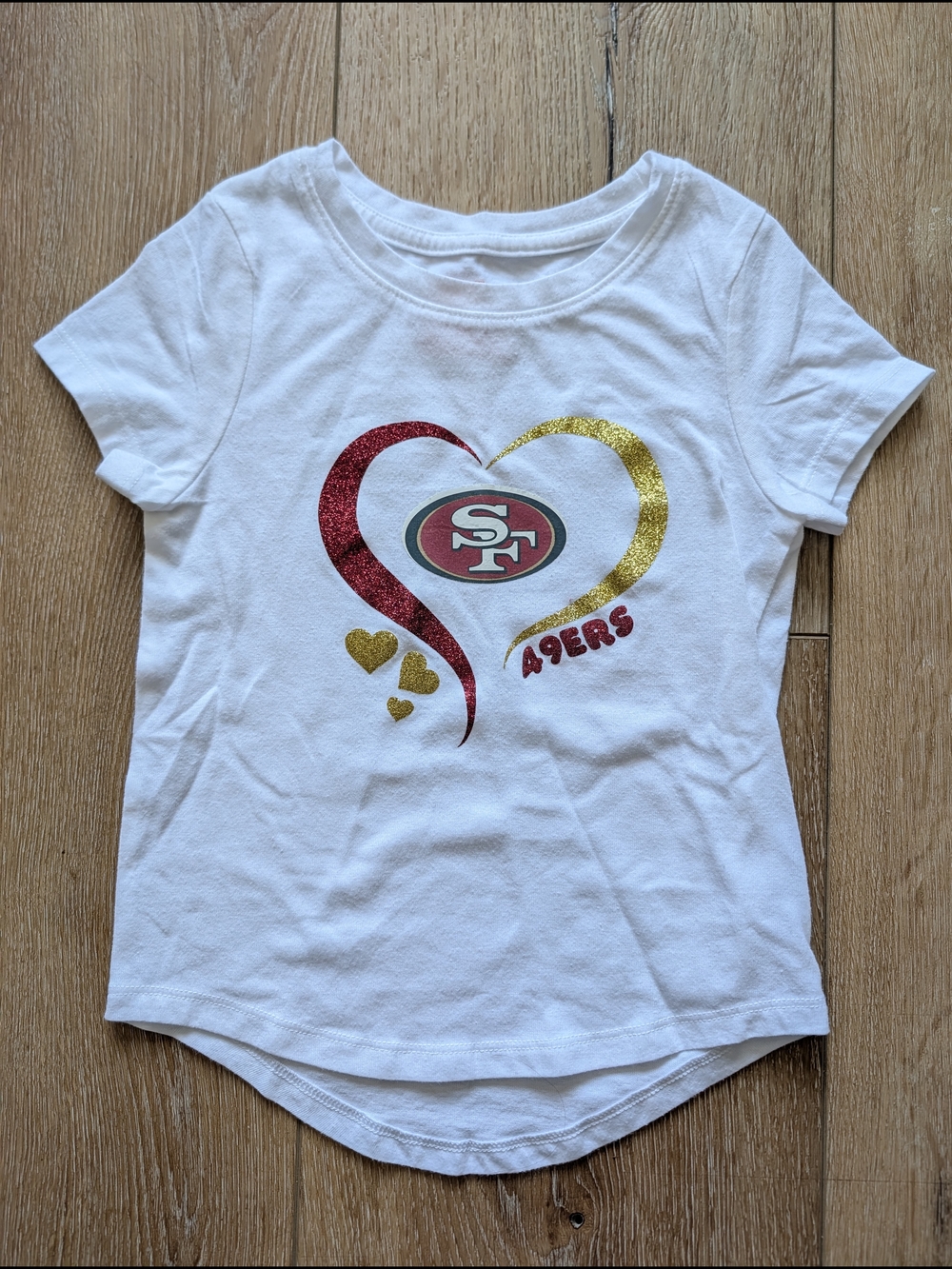 Girls' 5t San Francisco 49ers Sparkle Glitter Heart Tee